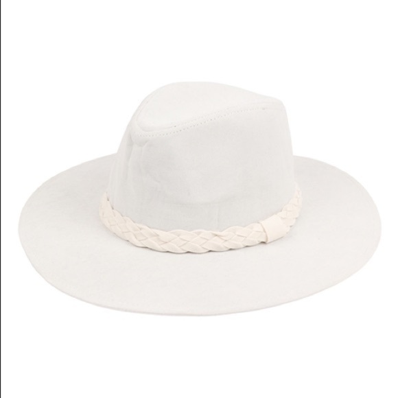 NEW IVORY GRAY FASHION BRIM HAT‎ WITH BRAIDED TIE - Picture 1 of 5